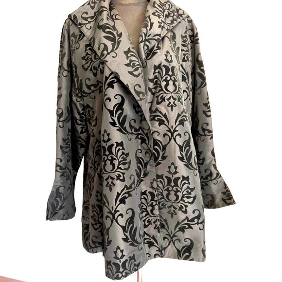 NWT Dorman Boutique Black Blazer Rain Jacket with Velvet Floral Detail Size 3XL - Picture 4 of 11